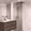 Folding shower screen Hietakari Vetro 513, Sand fittings, brown satin glass Folding shower screen Hietakari Vetro 513, Sand fittings, brown satin glass