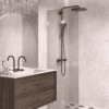 Folding shower screen Hietakari Vetro 513, white fittings, grey tinted glass Folding shower screen Hietakari Vetro 513, white fittings, grey tinted glass