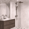 Folding shower screen Hietakari Vetro 513, white fittings, clear glass Folding shower screen Hietakari Vetro 513, white fittings, clear glass