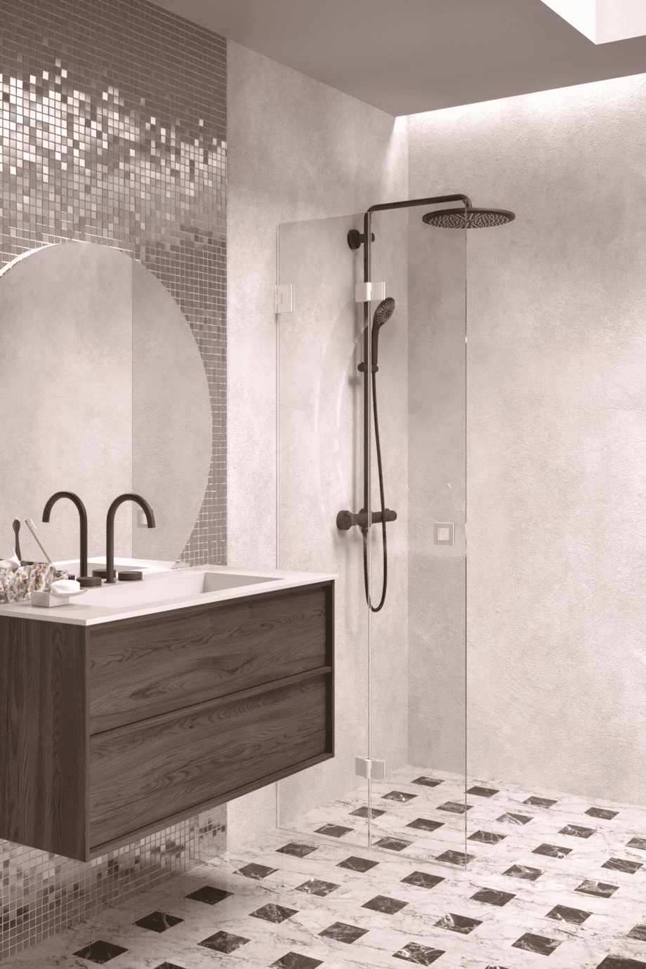 Folding shower screen Hietakari Vetro 513, white fittings, clear glass Folding shower screen Hietakari Vetro 513, white fittings, clear glass