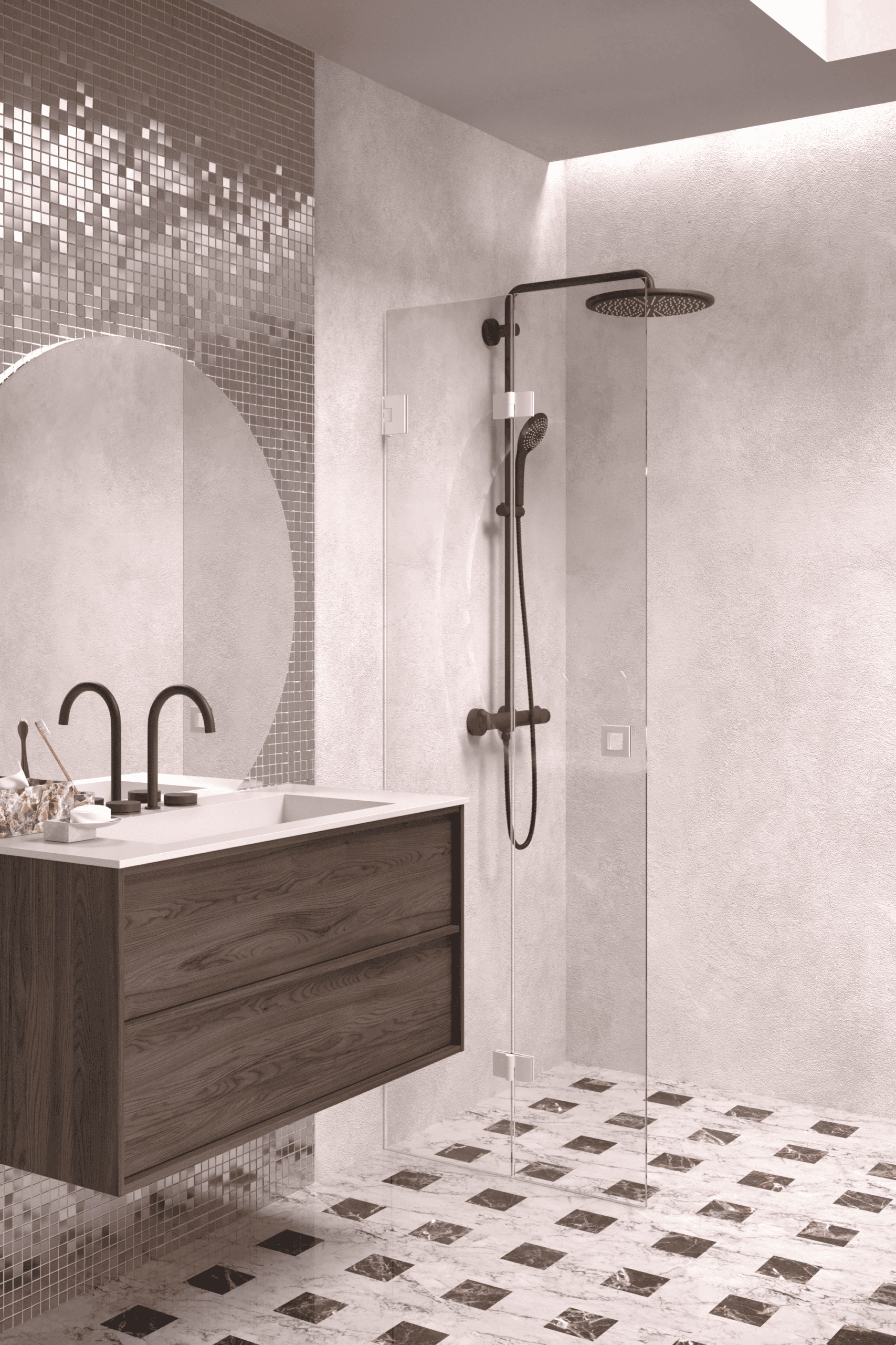 Folding shower screen Hietakari Vetro 513, white fittings, clear glass Folding shower screen Hietakari Vetro 513, white fittings, clear glass