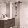 Folding shower screen Hietakari Vetro 513, white fittings, brown reeded glass Folding shower screen Hietakari Vetro 513, white fittings, brown reeded glass