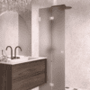 Folding shower screen Hietakari Vetro 513, white fittings, brown satin glass Folding shower screen Hietakari Vetro 513, white fittings, brown satin glass