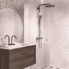 Folding shower screen Hietakari Vetro 513, white fittings, reeded glass Folding shower screen Hietakari Vetro 513, white fittings, reeded glass