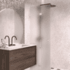 Folding shower screen Hietakari Vetro 513, white fittings, satin frosted glass Folding shower screen Hietakari Vetro 513, white fittings, satin frosted glass
