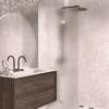 Folding shower screen Hietakari Vetro 513, white fittings, super bright satin glass Folding shower screen Hietakari Vetro 513, white fittings, super bright satin glass