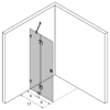 Hinged shower screen with fixed part Hietakari Vetro 514 – 3D drawing Hinged shower screen with fixed part Hietakari Vetro 514 – 3D drawing