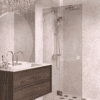 Hinged shower screen with fixed part Hietakari Vetro 514, chrome fittings, bronze tinted glass Hinged shower screen with fixed part Hietakari Vetro 514, chrome fittings, bronze tinted glass