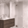 Hinged shower screen with fixed part Hietakari Vetro 514, chrome fittings, satin frosted glass Hinged shower screen with fixed part Hietakari Vetro 514, chrome fittings, satin frosted glass
