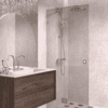 Hinged shower screen with fixed part Hietakari Vetro 514, brass fittings, grey tinted glass Hinged shower screen with fixed part Hietakari Vetro 514, brass fittings, grey tinted glass