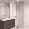 Hinged shower screen with fixed part Hietakari Vetro 514, brass fittings, clear glass Hinged shower screen with fixed part Hietakari Vetro 514, brass fittings, clear glass