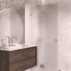 Hinged shower screen with fixed part Hietakari Vetro 514, brass fittings, satin frosted glass Hinged shower screen with fixed part Hietakari Vetro 514, brass fittings, satin frosted glass