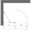Hinged shower screen with fixed part Hietakari Vetro 514 – dimension drawing Hinged shower screen with fixed part Hietakari Vetro 514 – dimension drawing