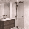 Hinged shower screen with fixed part Hietakari Vetro 514, black fittings, bronze tinted glass Hinged shower screen with fixed part Hietakari Vetro 514, black fittings, bronze tinted glass