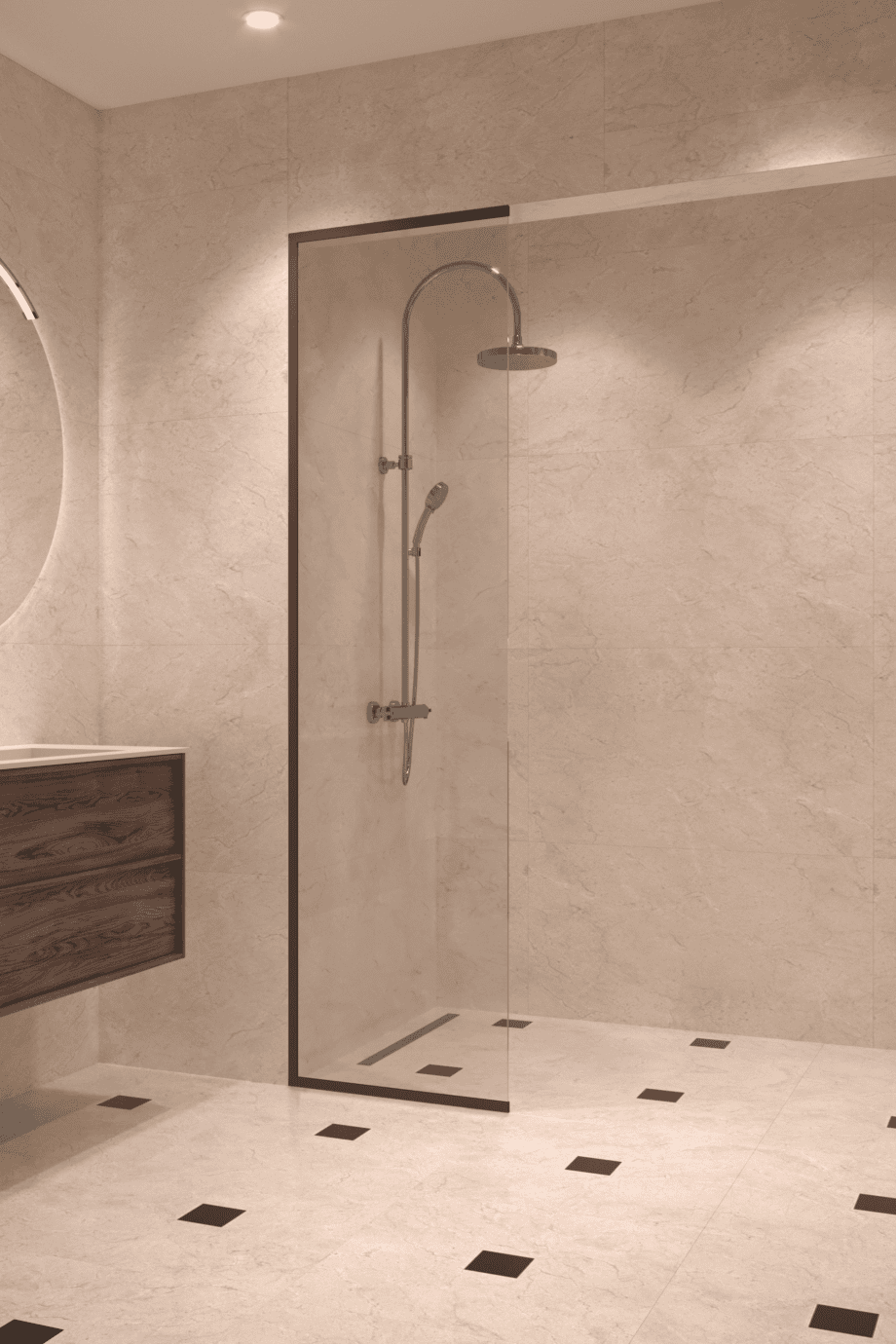 Framed fixed shower screen Hietakari Vetro 516, Cocoa fittings, super bright glass Framed fixed shower screen Hietakari Vetro 516, Cocoa fittings, super bright glass