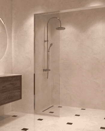 Framed fixed shower screen Hietakari Vetro 516, chrome fittings, clear glass