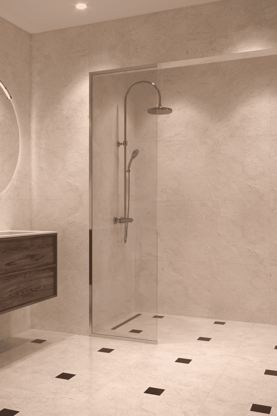 Framed fixed shower screen Hietakari Vetro 516, chrome fittings, super bright glass Framed fixed shower screen Hietakari Vetro 516, chrome fittings, super bright glass