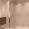 Framed fixed shower screen Hietakari Vetro 516, brass fittings, satin frosted glass Framed fixed shower screen Hietakari Vetro 516, brass fittings, satin frosted glass