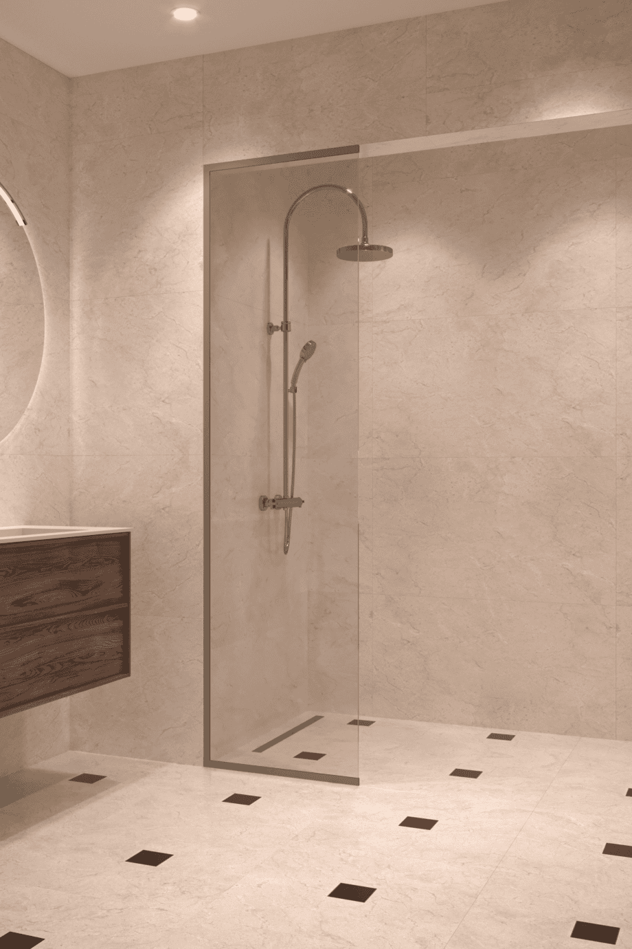 Framed fixed shower screen Hietakari Vetro 516, Mocha fittings, clear glass Framed fixed shower screen Hietakari Vetro 516, Mocha fittings, clear glass