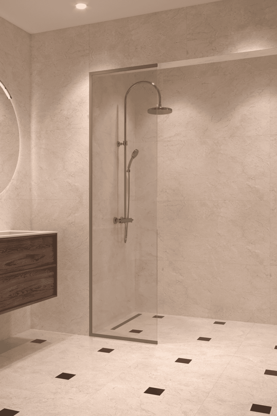 Framed fixed shower screen Hietakari Vetro 516, Mocha fittings, super bright glass Framed fixed shower screen Hietakari Vetro 516, Mocha fittings, super bright glass