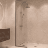 Framed fixed shower screen Hietakari Vetro 516, black fittings, clear glass Framed fixed shower screen Hietakari Vetro 516, black fittings, clear glass