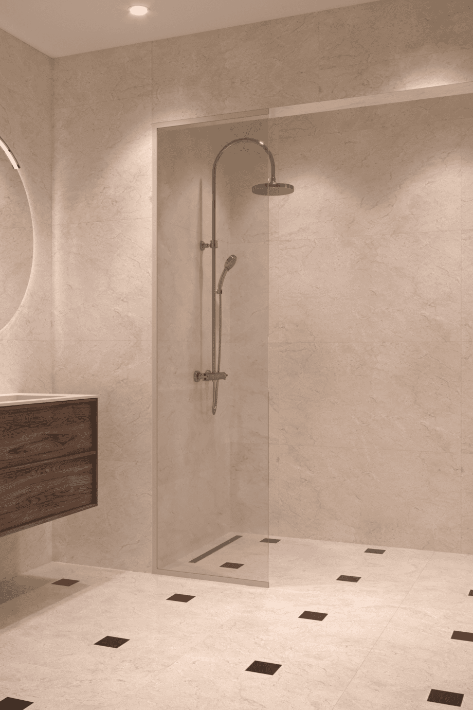 Framed fixed shower screen Hietakari Vetro 516, Sand fittings, clear glass Framed fixed shower screen Hietakari Vetro 516, Sand fittings, clear glass