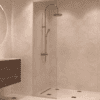 Framed fixed shower screen Hietakari Vetro 516, Sand fittings, super bright glass Framed fixed shower screen Hietakari Vetro 516, Sand fittings, super bright glass