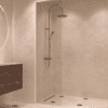 Framed fixed shower screen Hietakari Vetro 516, white fittings, clear glass Framed fixed shower screen Hietakari Vetro 516, white fittings, clear glass