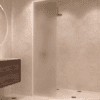 Framed fixed shower screen Hietakari Vetro 516, white fittings, satin frosted glass Framed fixed shower screen Hietakari Vetro 516, white fittings, satin frosted glass