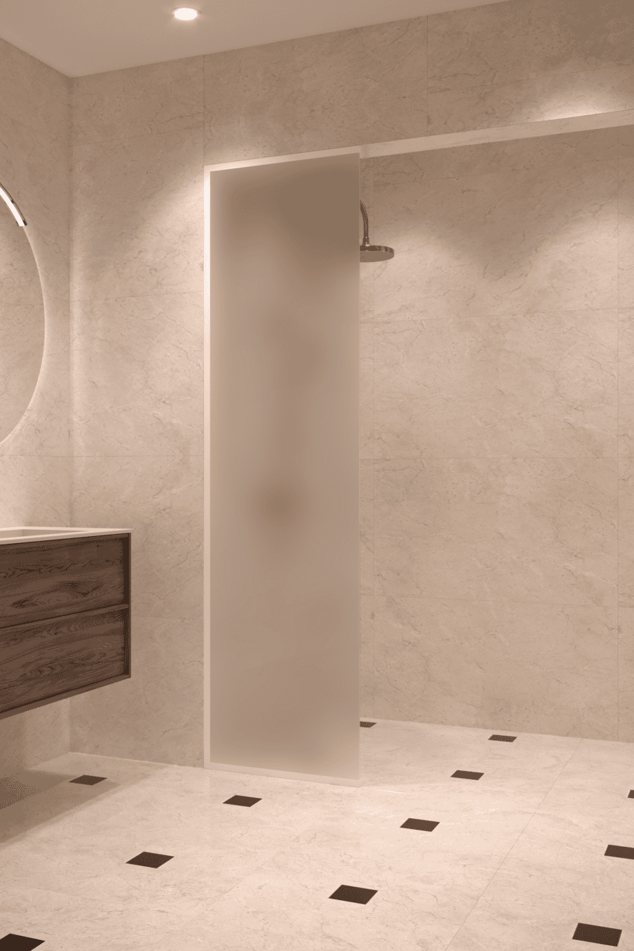 Framed fixed shower screen Hietakari Vetro 516, white fittings, satin frosted glass Framed fixed shower screen Hietakari Vetro 516, white fittings, satin frosted glass