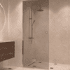 Framed shower screen with fixed part Hietakari Vetro 517, chrome fittings, grey tinted glass Framed shower screen with fixed part Hietakari Vetro 517, chrome fittings, grey tinted glass