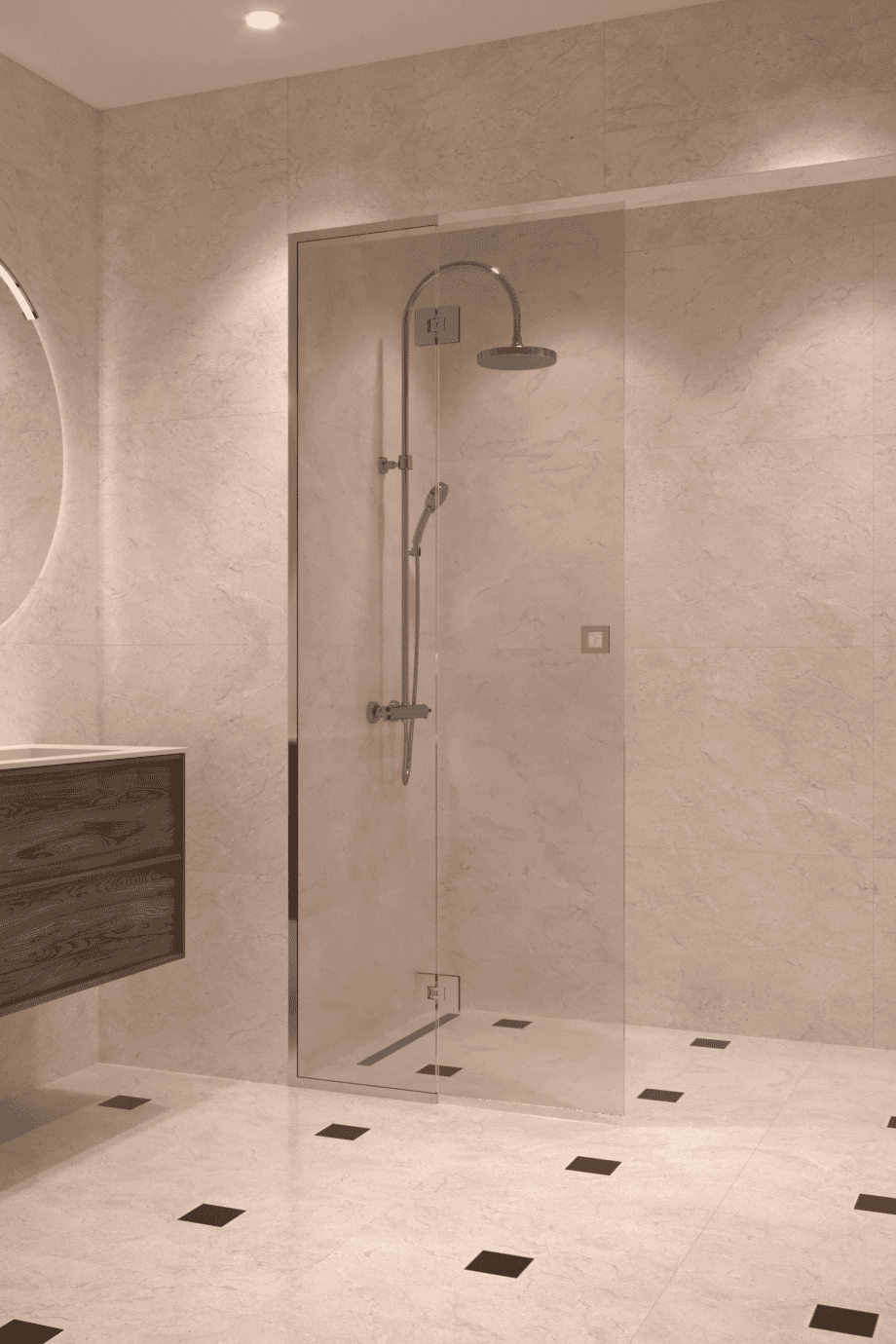 Framed shower screen with fixed part Hietakari Vetro 517, chrome fittings, clear glass Framed shower screen with fixed part Hietakari Vetro 517, chrome fittings, clear glass