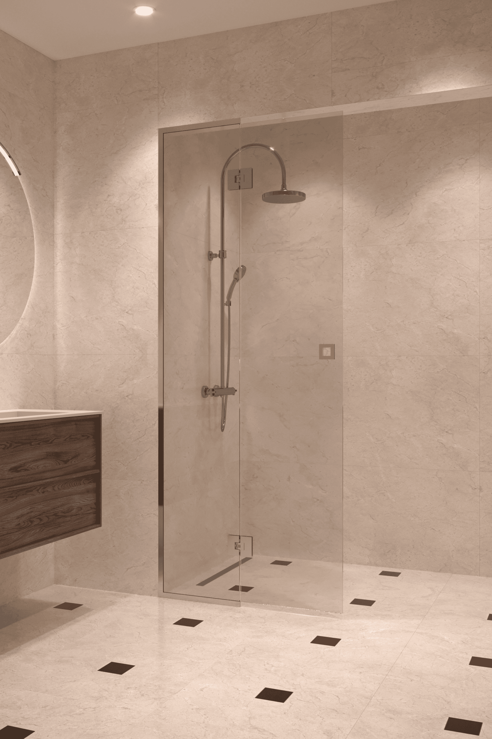 Framed shower screen with fixed part Hietakari Vetro 517, chrome fittings, clear glass Framed shower screen with fixed part Hietakari Vetro 517, chrome fittings, clear glass