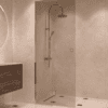 Framed shower screen with fixed part Hietakari Vetro 517, chrome fittings, bronze tinted glass Framed shower screen with fixed part Hietakari Vetro 517, chrome fittings, bronze tinted glass