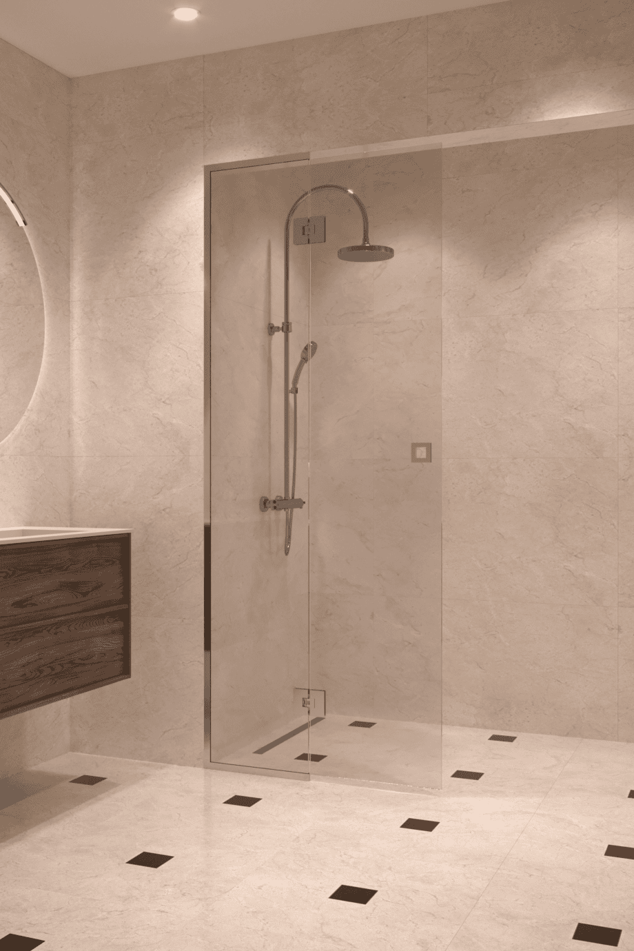 Framed shower screen with fixed part Hietakari Vetro 517, chrome fittings, super bright glass Framed shower screen with fixed part Hietakari Vetro 517, chrome fittings, super bright glass