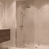 Framed shower screen with fixed part Hietakari Vetro 517, brass fittings, clear glass Framed shower screen with fixed part Hietakari Vetro 517, brass fittings, clear glass