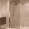 Framed shower screen with fixed part Hietakari Vetro 517, brass fittings, bronze tinted glass Framed shower screen with fixed part Hietakari Vetro 517, brass fittings, bronze tinted glass