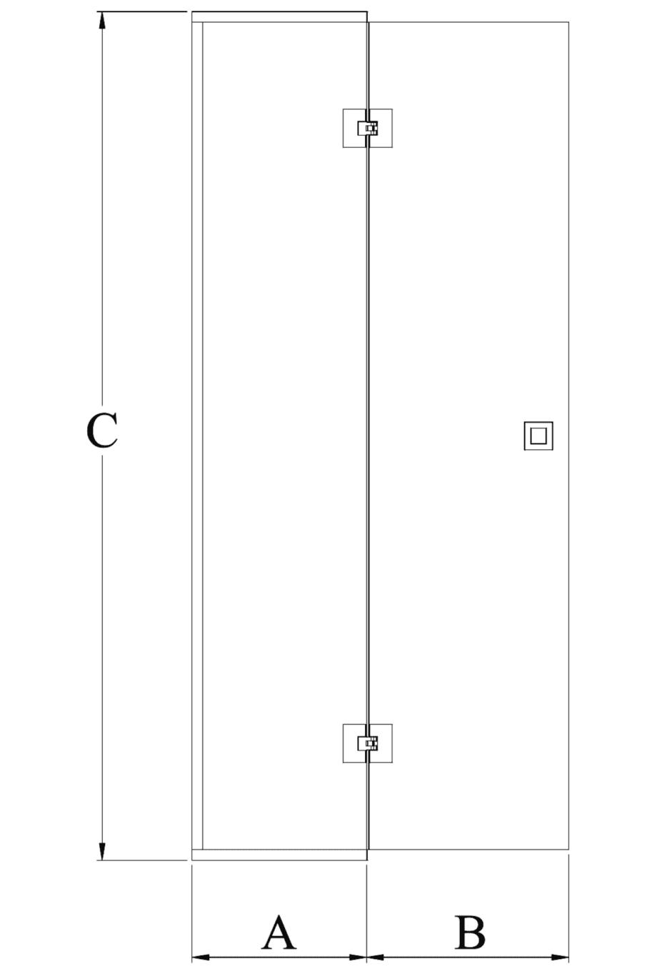 Framed shower screen with fixed part Hietakari Vetro 517 – dimension drawing Framed shower screen with fixed part Hietakari Vetro 517 – dimension drawing