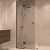 Framed shower screen with fixed part Hietakari Vetro 517, black fittings, grey tinted glass Framed shower screen with fixed part Hietakari Vetro 517, black fittings, grey tinted glass