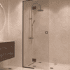 Framed shower screen with fixed part Hietakari Vetro 517, black fittings, clear glass Framed shower screen with fixed part Hietakari Vetro 517, black fittings, clear glass