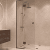 Framed shower screen with fixed part Hietakari Vetro 517, black fittings, super bright glass Framed shower screen with fixed part Hietakari Vetro 517, black fittings, super bright glass