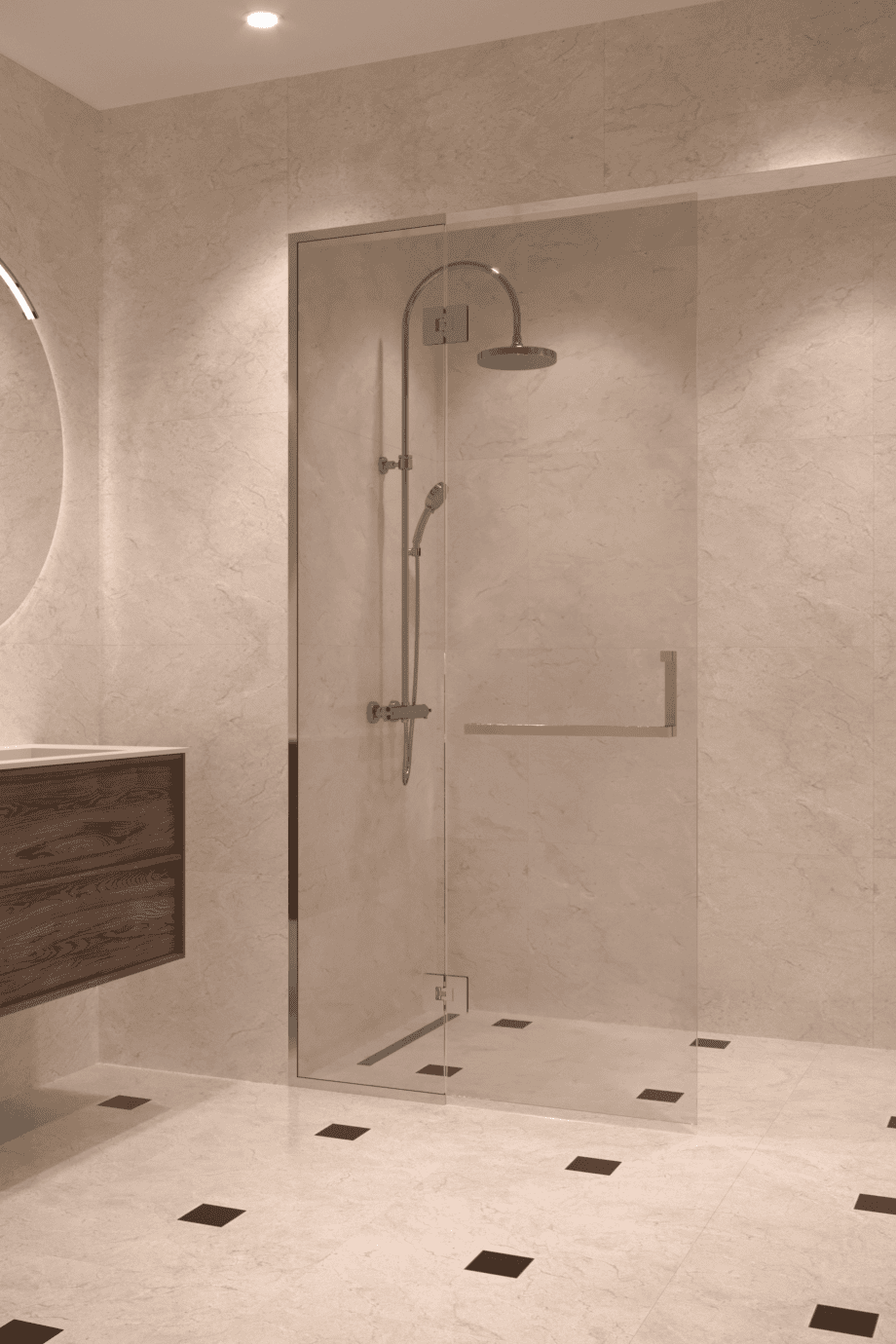 Framed shower screen with fixed part Hietakari Vetro 520, chrome fittings, clear glass Framed shower screen with fixed part Hietakari Vetro 520, chrome fittings, clear glass
