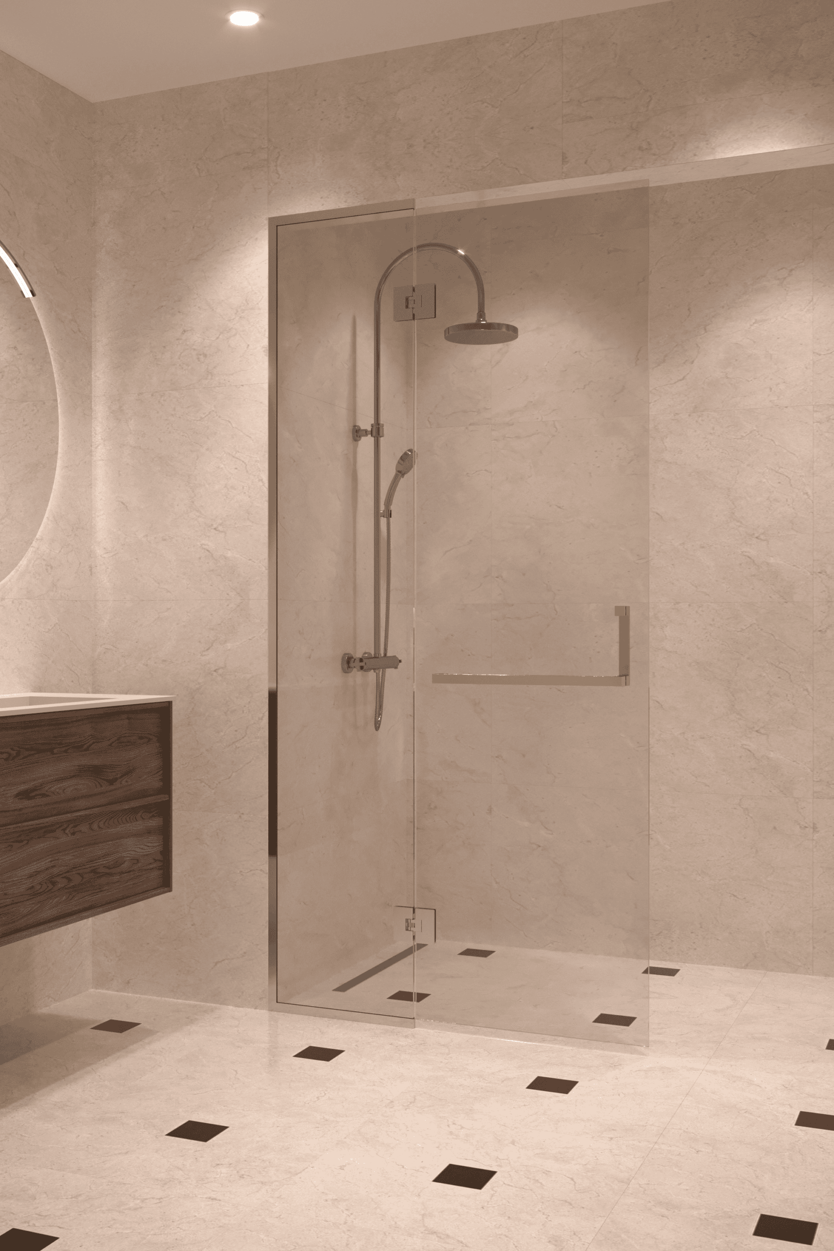 Framed shower screen with fixed part Hietakari Vetro 520, chrome fittings, clear glass Framed shower screen with fixed part Hietakari Vetro 520, chrome fittings, clear glass
