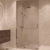Framed shower screen with fixed part Hietakari Vetro 520, chrome fittings, bronze tinted glass Framed shower screen with fixed part Hietakari Vetro 520, chrome fittings, bronze tinted glass