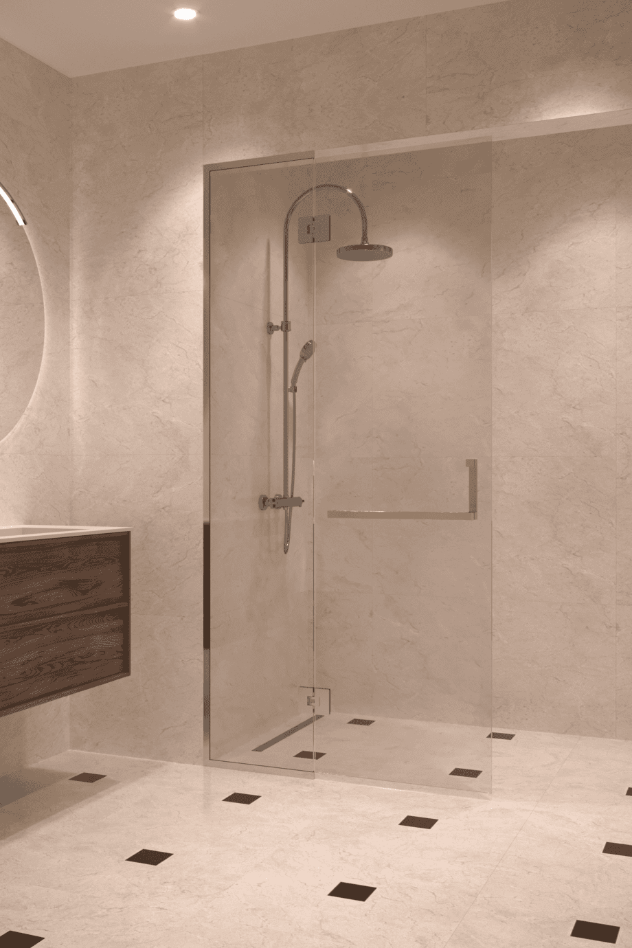 Framed shower screen with fixed part Hietakari Vetro 520, chrome fittings, super bright glass Framed shower screen with fixed part Hietakari Vetro 520, chrome fittings, super bright glass