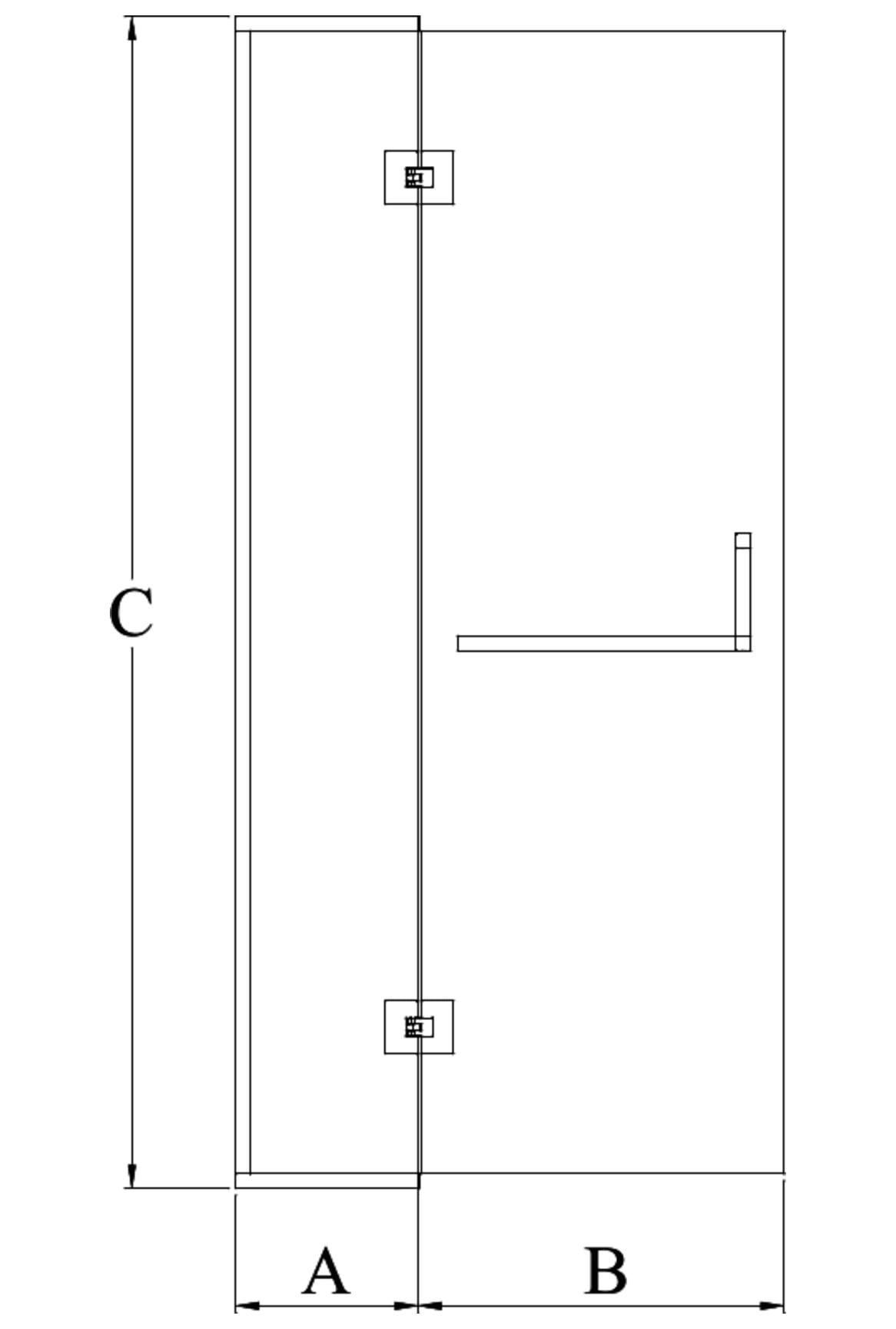 Framed shower screen with fixed part Hietakari Vetro 520 – dimension drawing Framed shower screen with fixed part Hietakari Vetro 520 – dimension drawing