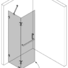 Hinged shower screen with fixed part Hietakari Vetro 521 – 3D drawing 2 Hinged shower screen with fixed part Hietakari Vetro 521 – 3D drawing 2