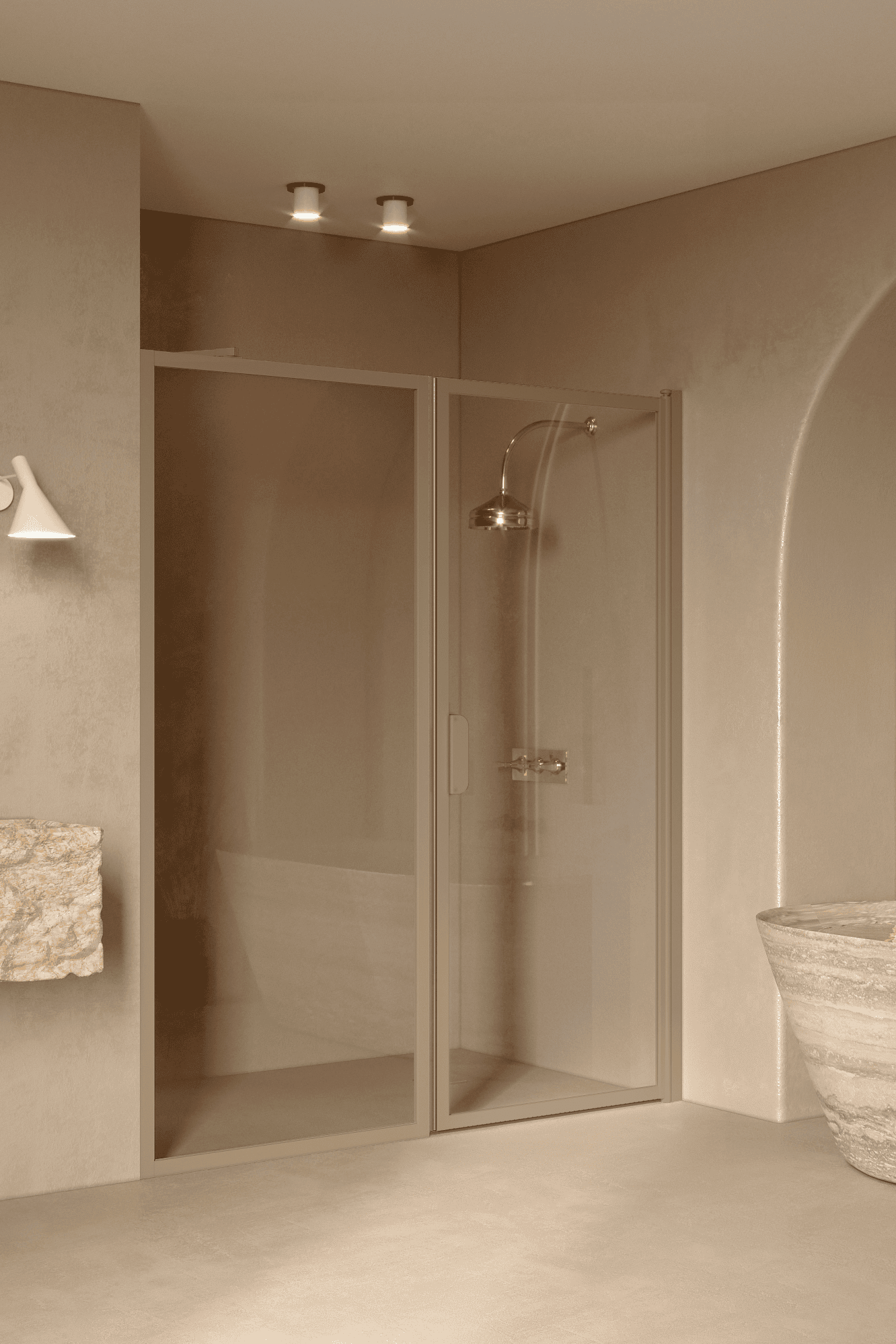 Alcove shower screen Hietakari Bläk 740 New York, fixed wall + hinged door – 5