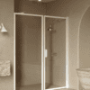 Alcove shower screen Hietakari Bläk 740 New York, white frame, clear glass Alcove shower screen Hietakari Bläk 740 New York, fixed wall + hinged door