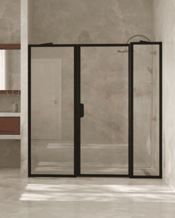 Alcove shower screen Hietakari Bläk 741 New York, white frame, clear glass